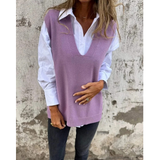Luiza | Damen Ärmelloser Strickpullover mit V Ausschnitt in Lila