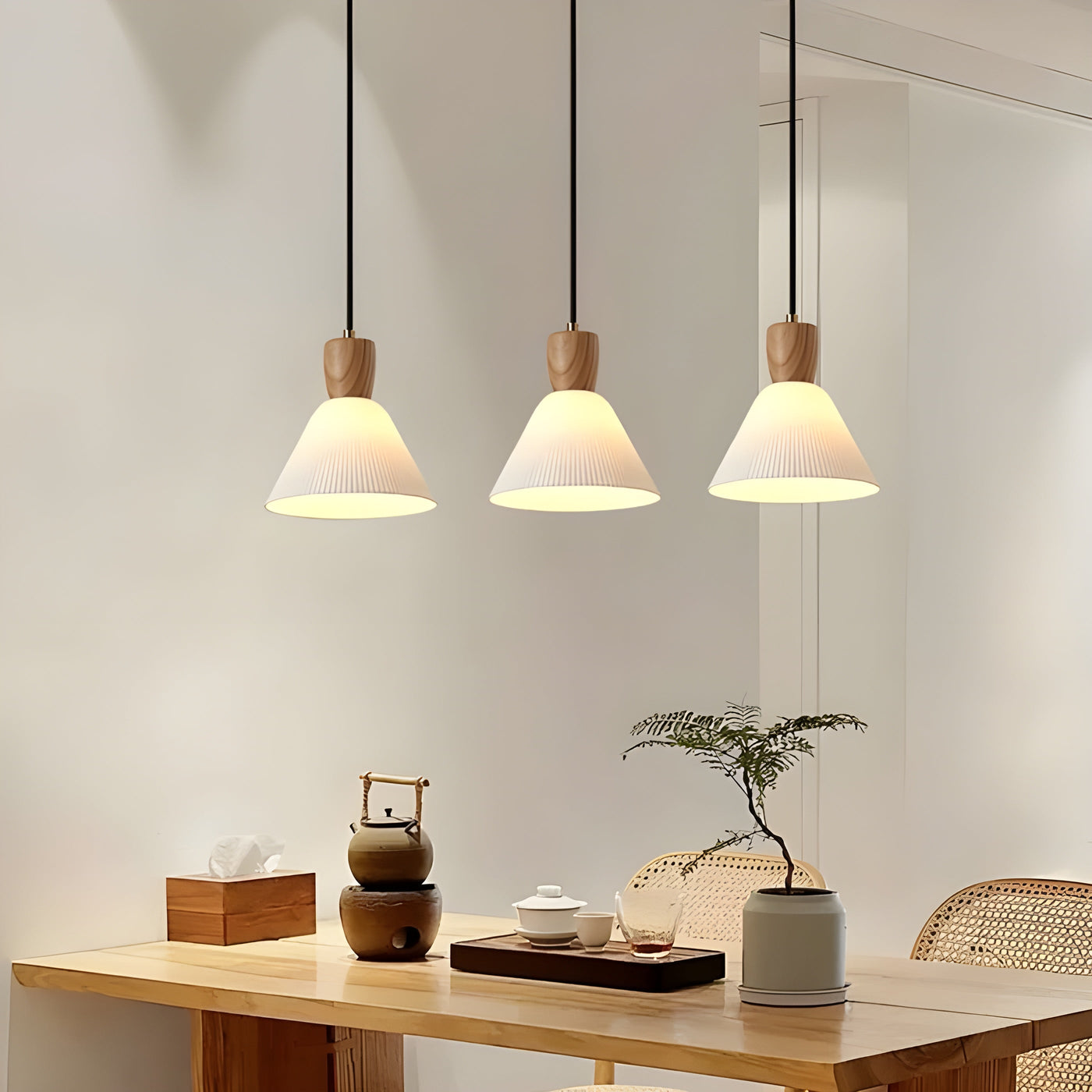 SereniGlow Light - Keramische Japanische LED-Hängelampe