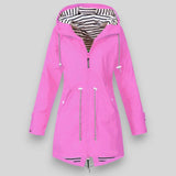 Lena | Damen Winterjacke mit Kapuze und Reißverschlüssen in Rosa
