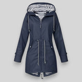 Lena | Damen Winterjacke mit Kapuze und Reißverschlüssen in Dunkelblau