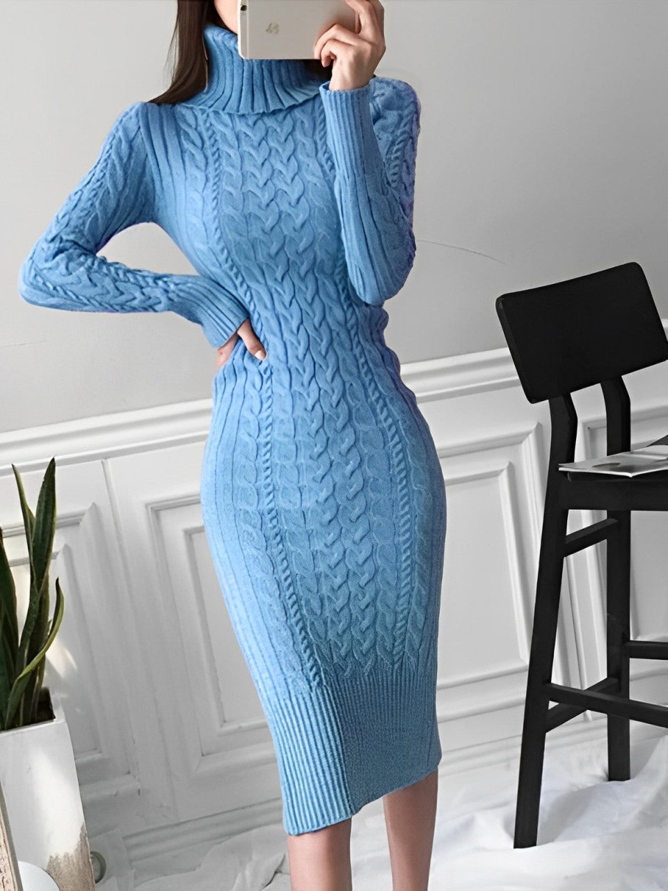 Herta - Strick Wickelkleid Schmal