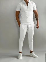 Lysander | Herren Trainingsanzug Polo Set in Weiß