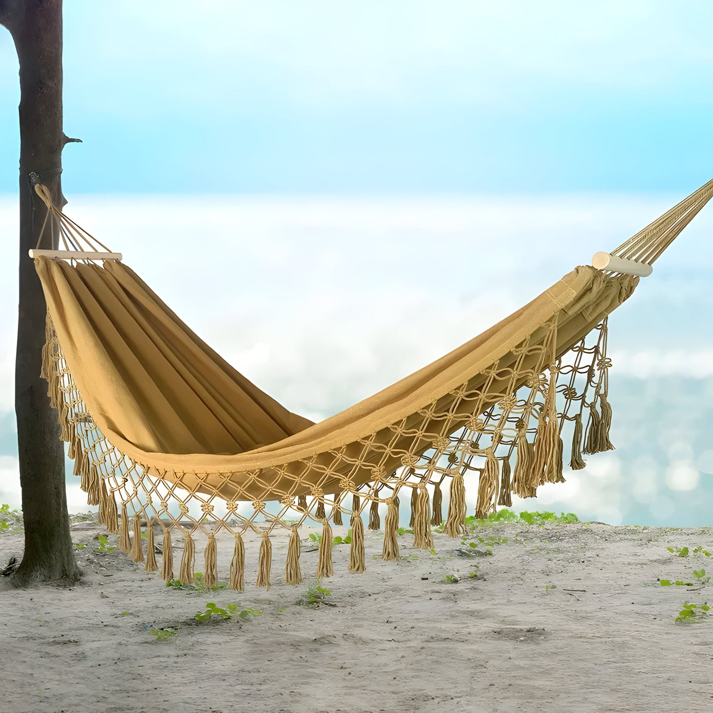 SwiftMesh Hammock - Verdickte Swing-Hängematte mit Holzstäben