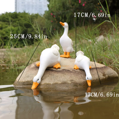 PuddlePals Skulptur – Bauernhaus-Stil Enten- & Gänsefigur
