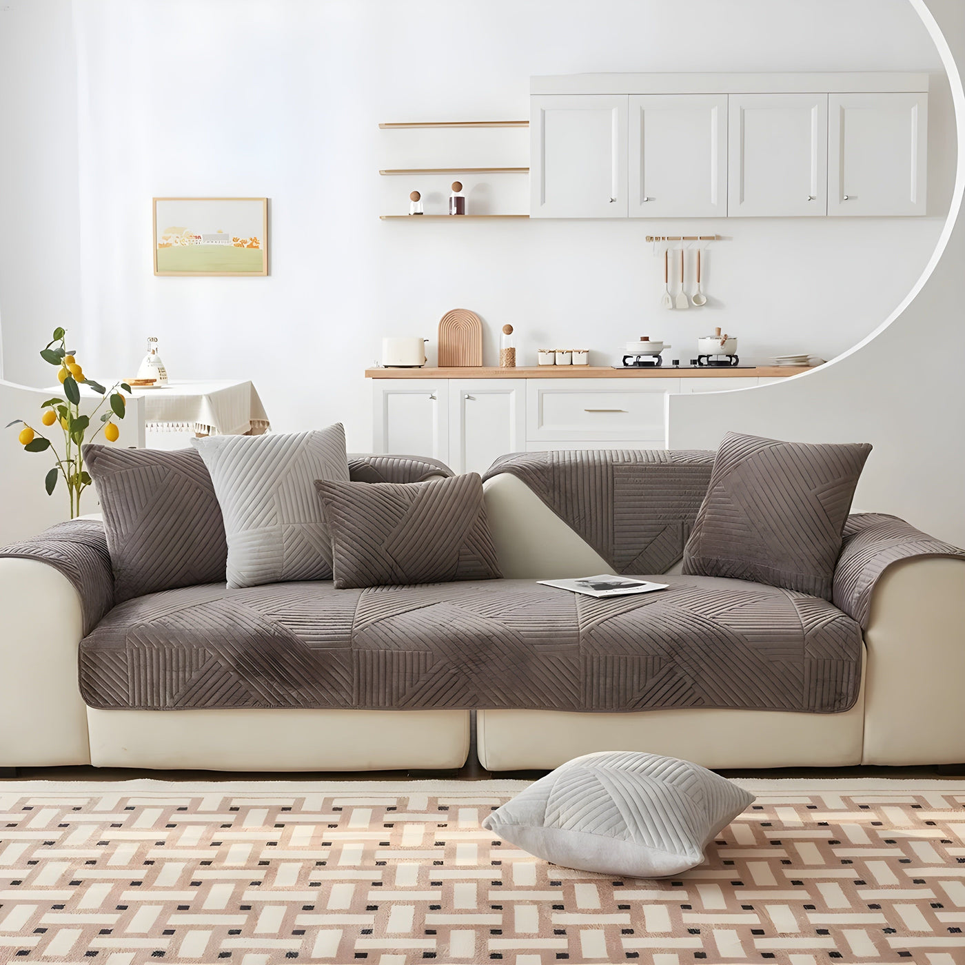 SofaGuard Deluxe – Moderner Rutschfester Samt-Sofa-Schutz für das Wohnzimmer