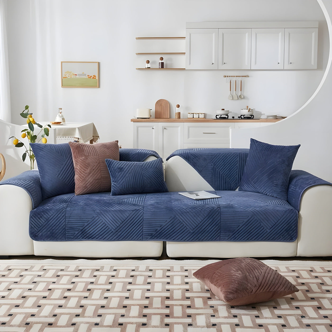 SofaGuard Deluxe – Moderner Rutschfester Samt-Sofa-Schutz für das Wohnzimmer
