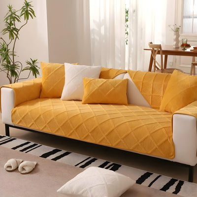 CorduroyComfort Cover - Lässiger, Rutschfester Samt-Sofa-Bezug