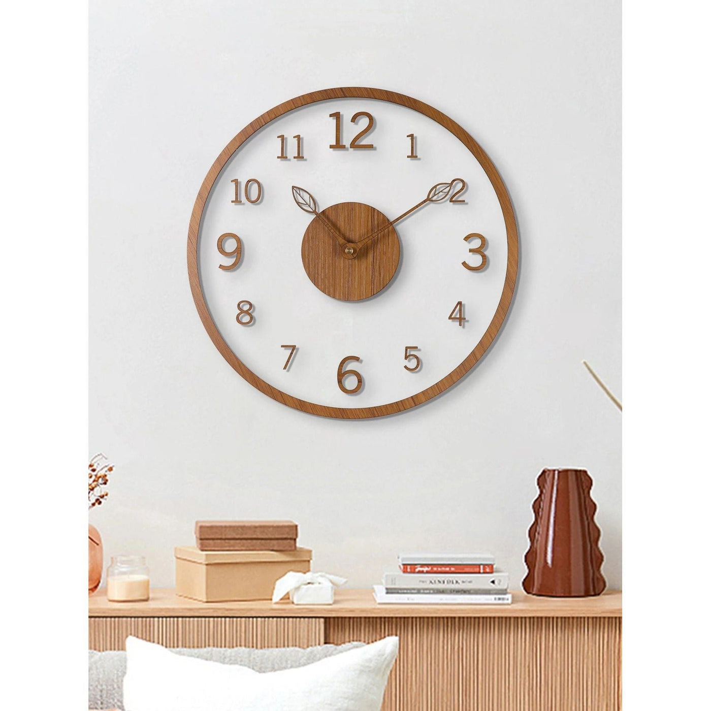 TimberTouch Clock - Minimalistische Holzmaserung Wanduhr
