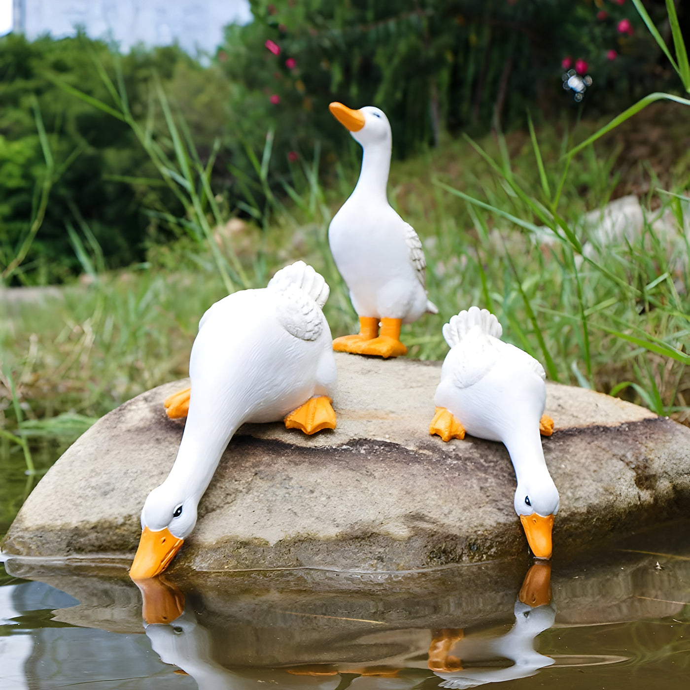 PuddlePals Skulptur – Bauernhaus-Stil Enten- & Gänsefigur