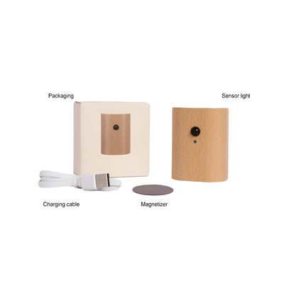 TimberSense Light - Wiederaufladbare Bewegungsmelder-Wandleuchte aus Holz