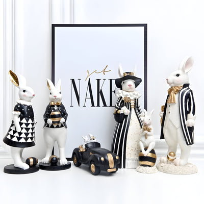 RegalRabbit Decor – Dekorative Pastorale Palast Hasenfamilie Dekoration
