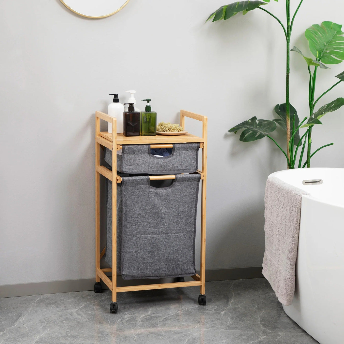 BambooEase Korb – Abnehmbarer Bambus-Wäschekorb