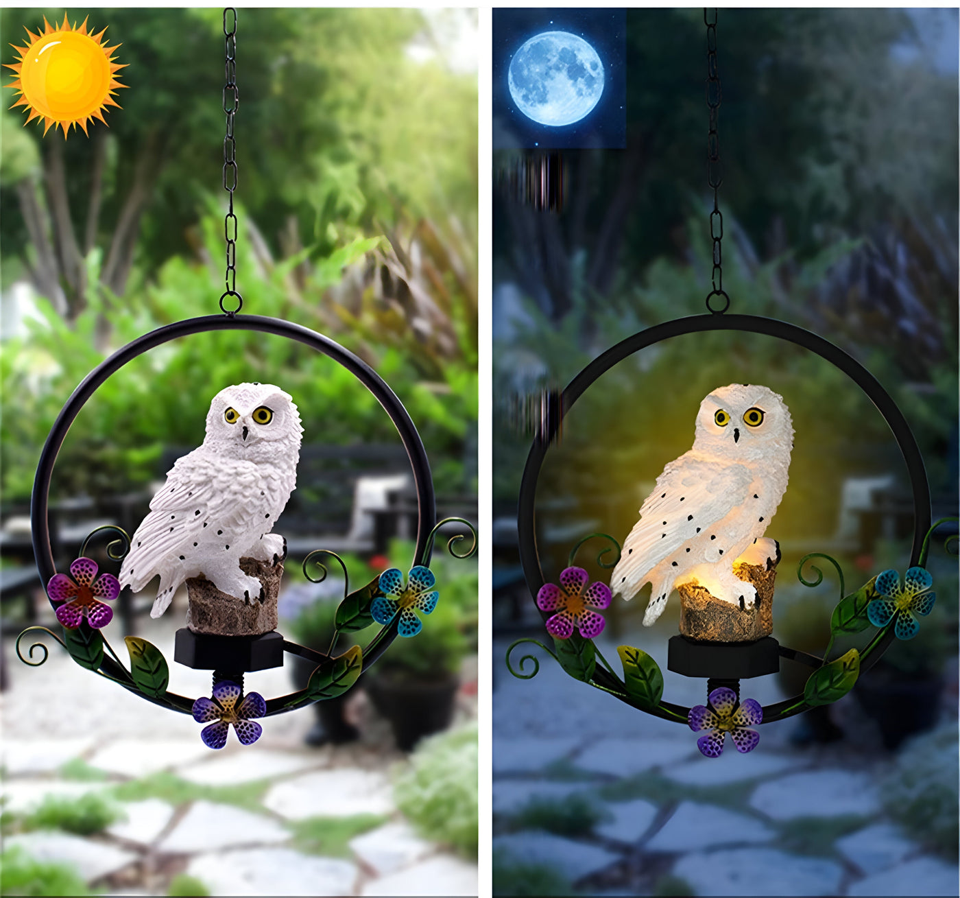 LumiOwl Light - Solarbetriebene Hängende Eulenleuchte