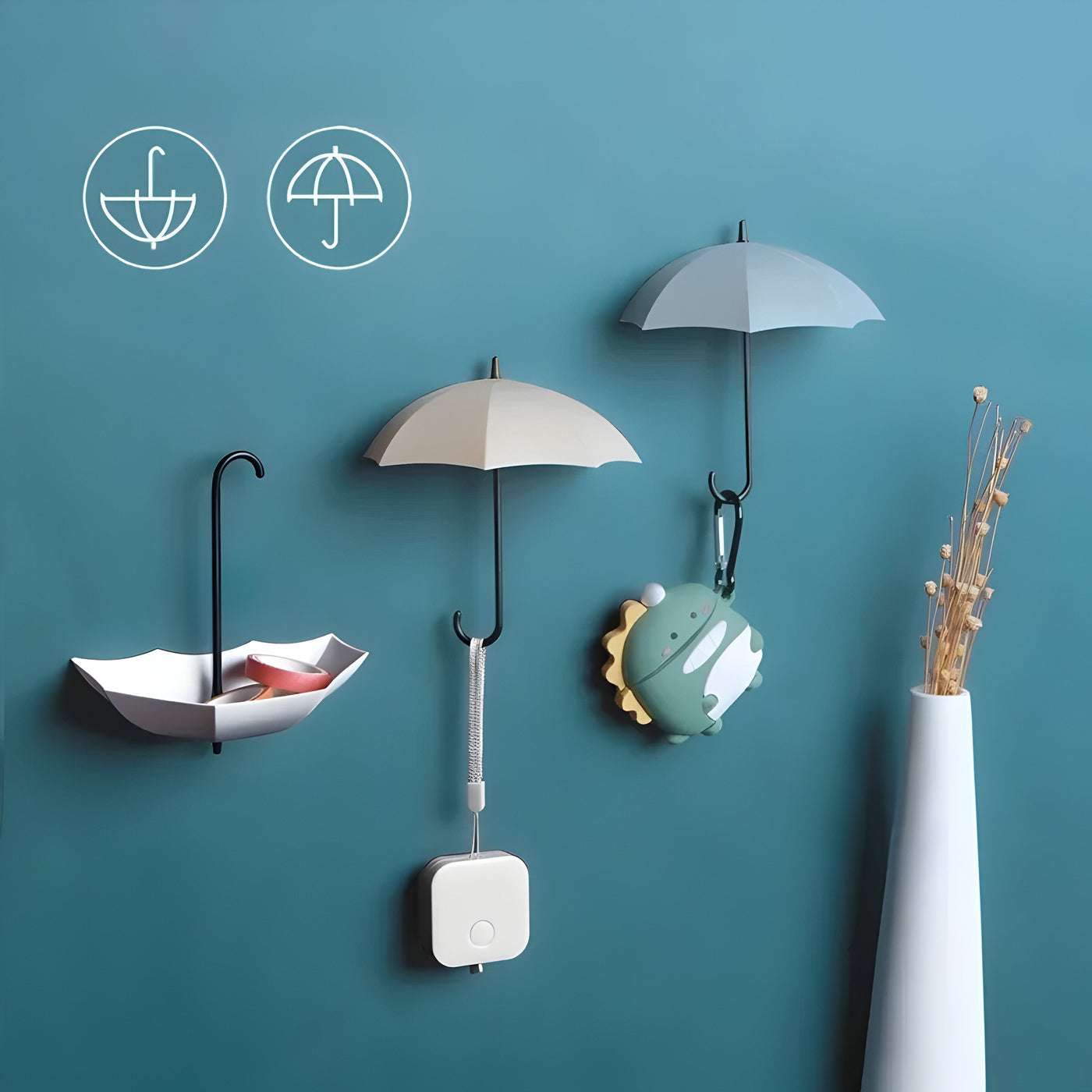 RainDrop Hook – 3-teiliges Set von wandmontierten Haken in Regenschirmform