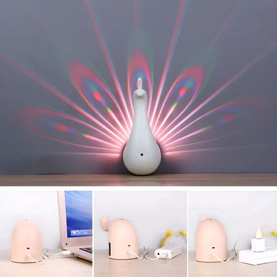 GlowFeather Light - Elegante Pfauen-Projektions-LED-Lampe