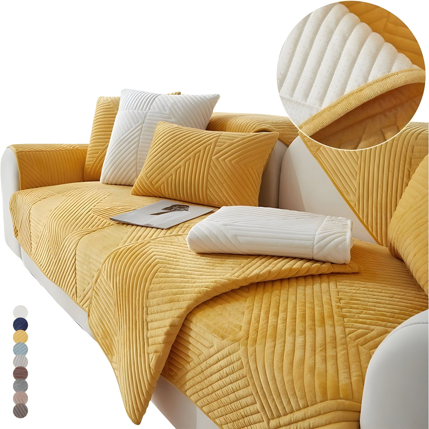 SofaGuard Deluxe – Moderner Rutschfester Samt-Sofa-Schutz für das Wohnzimmer