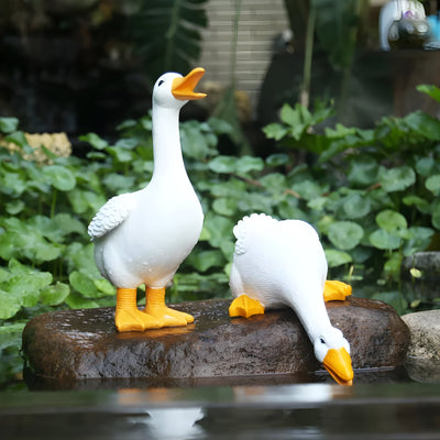 PuddlePals Skulptur – Bauernhaus-Stil Enten- & Gänsefigur