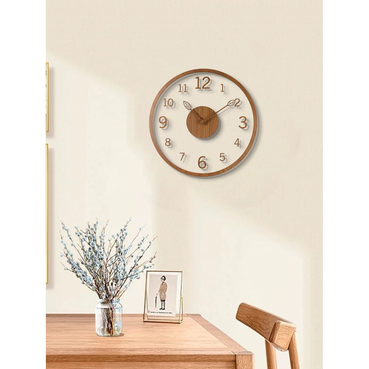 TimberTouch Clock - Minimalistische Holzmaserung Wanduhr