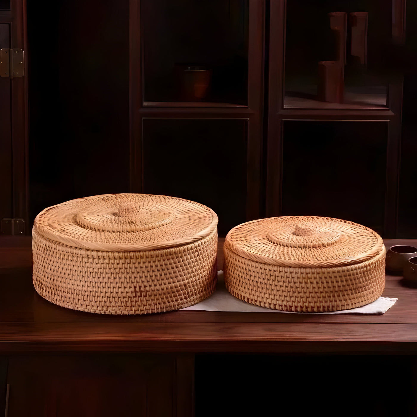 RusticBreeze Basket - Handgefertigte Rattan Aufbewahrungsbox mit Deckel