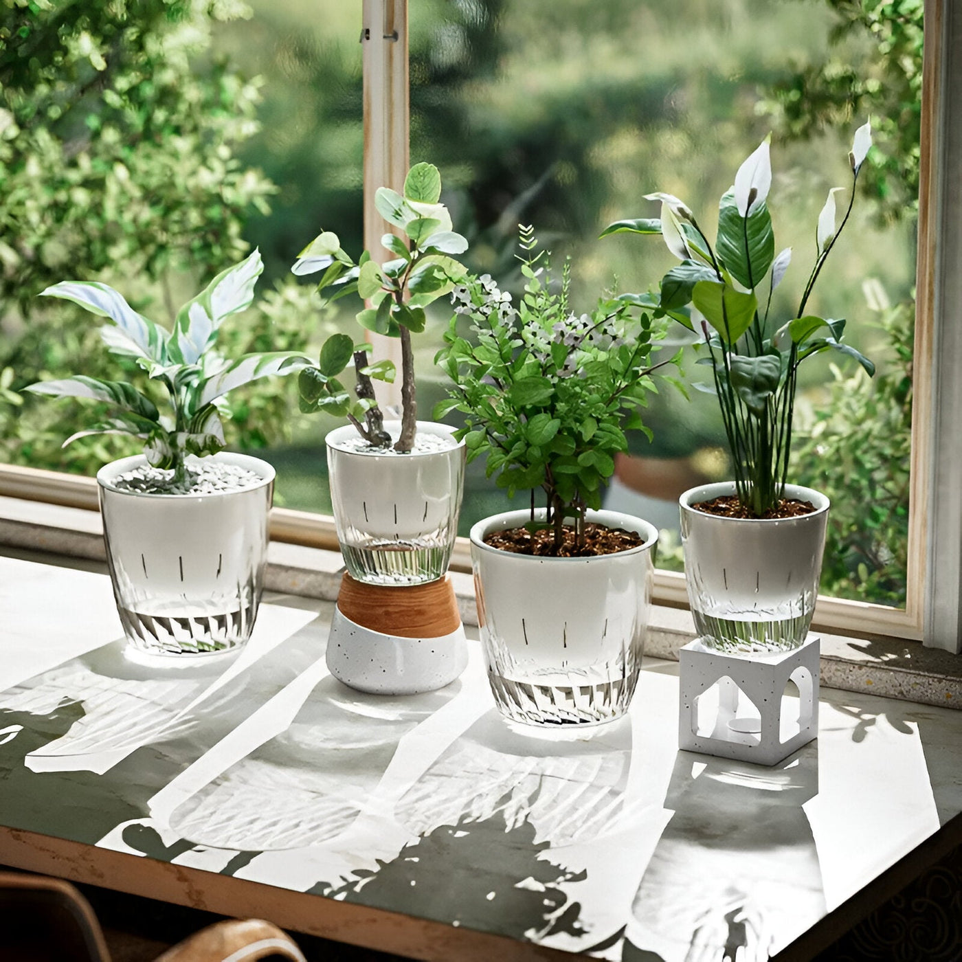 HydroGlow Pot - 2er-Pack Selbstbewässernde Tischpflanzentöpfe