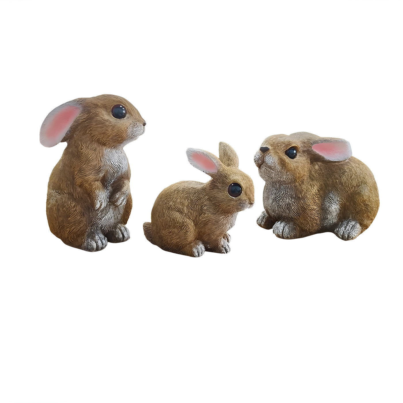 HoppyNest Statue - Dekoratives 3-teiliges Hasen-Gartenstatuen-Set