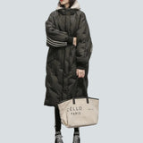 Damen | Lange Jacke Beige in Schwarz