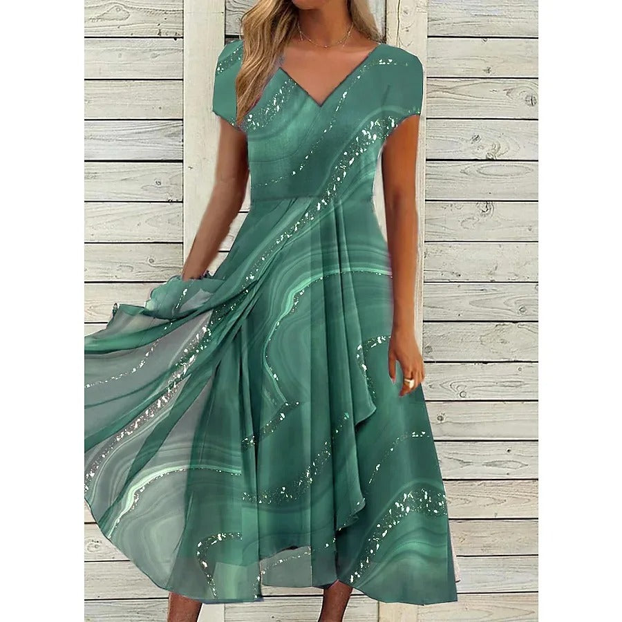 Naomi™ - V-Ausschnitt Midi Kleid