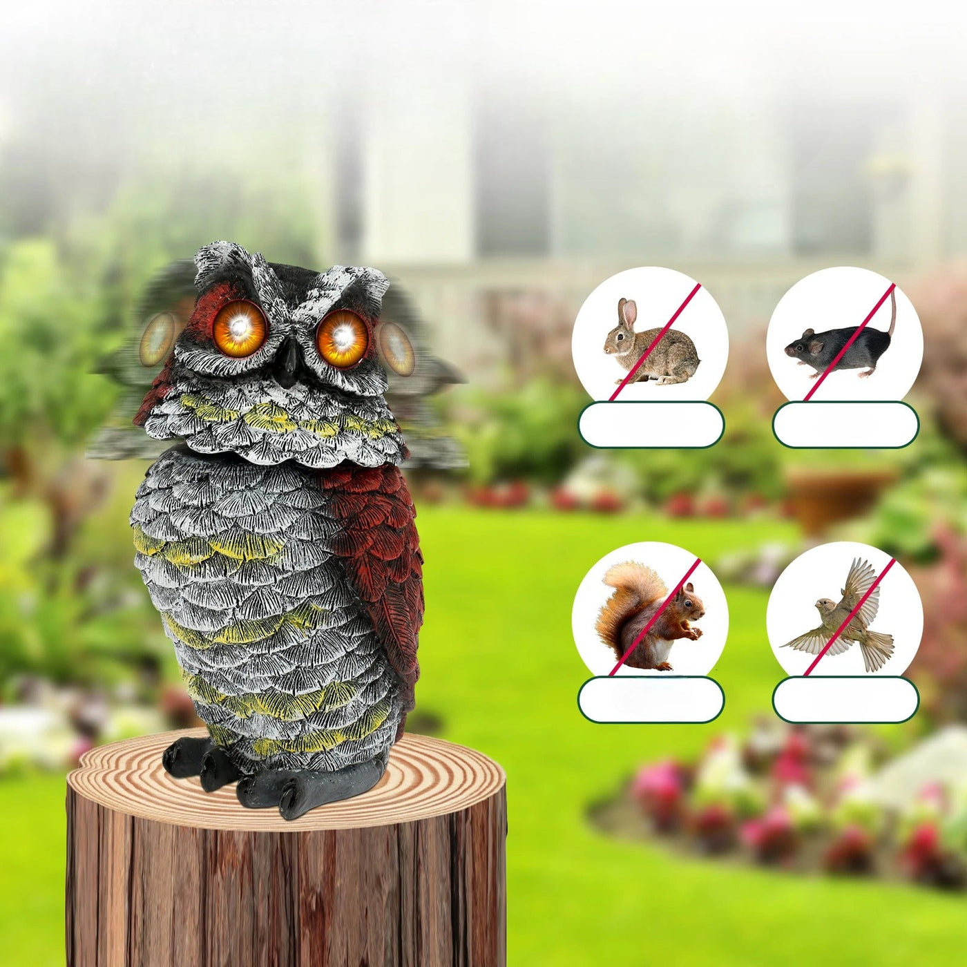 NightGlare Statue - Solarbetriebene Eulenstatue