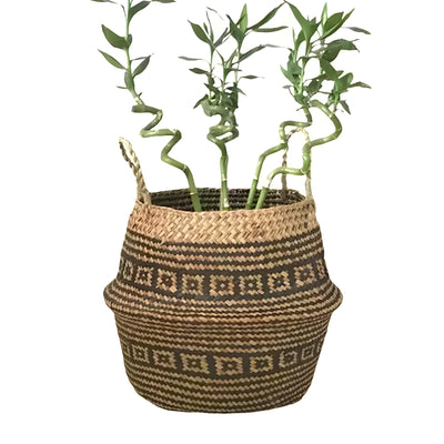 EcoHaven Korb - Faltbarer Handgefertigter Rattan Gewebter Blumenkorb