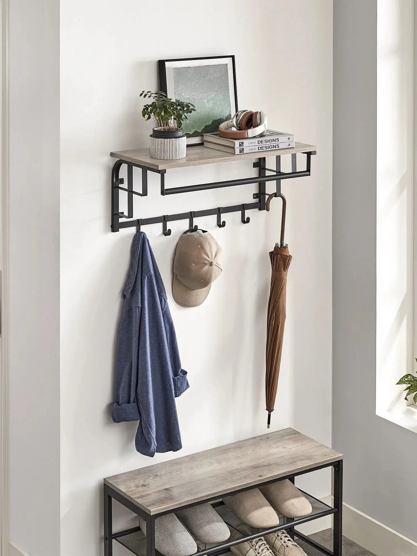 HangMaster Hook - Wandgarderobe mit 5 abnehmbaren Haken