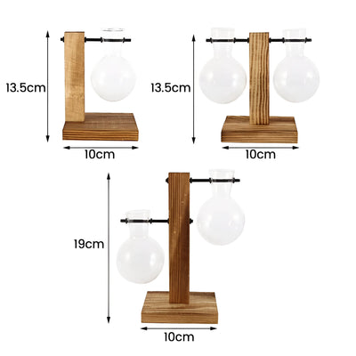 GlassHaven Vase – Hydroponisches Glasgefäß mit Holzständer