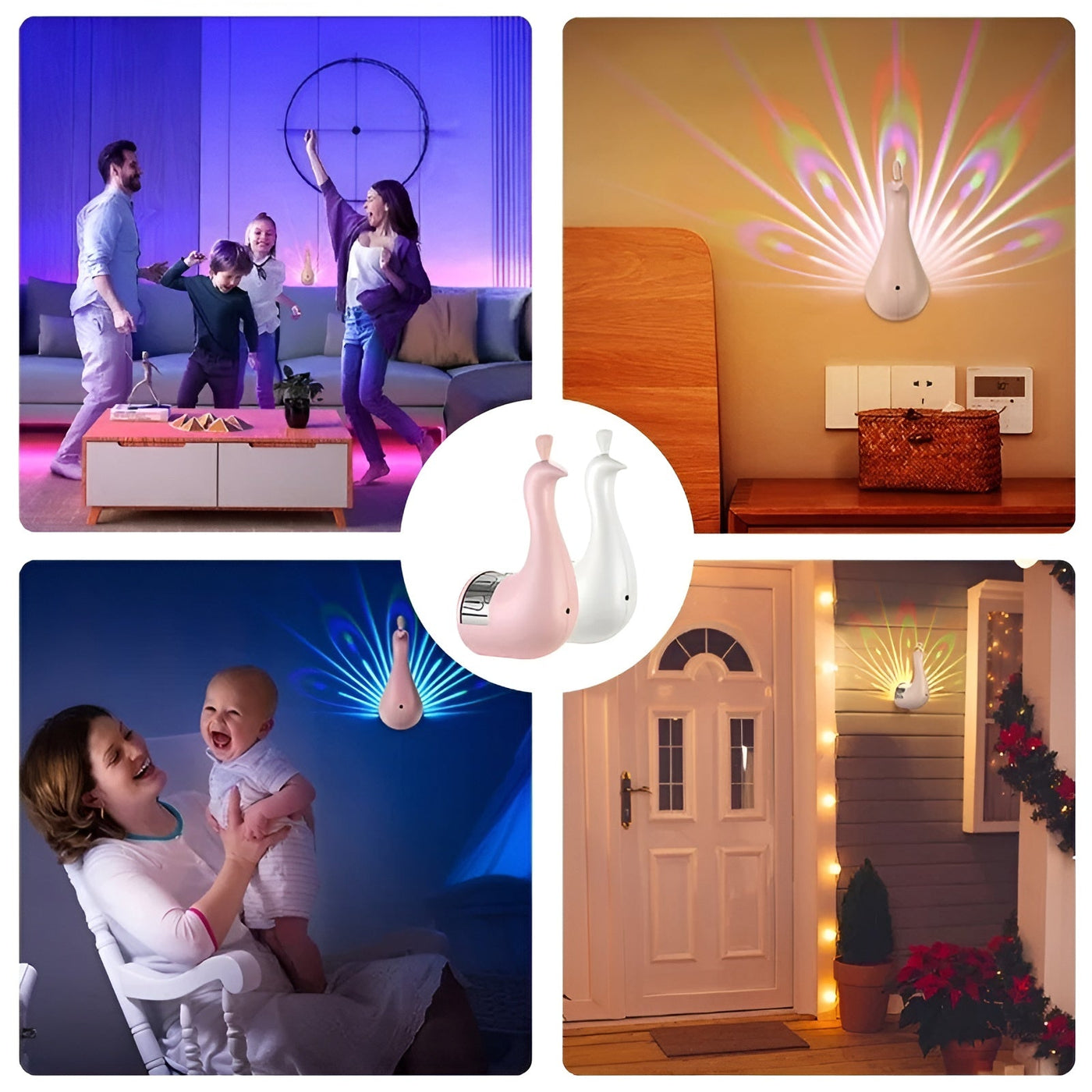 GlowFeather Light - Elegante Pfauen-Projektions-LED-Lampe