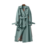 Eva | Damen Zweireihiger Trenchcoat in Grün