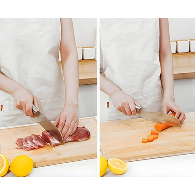 SliceNest Schneidebrett – Natürliches Bambus Schneidebrett mit Griff