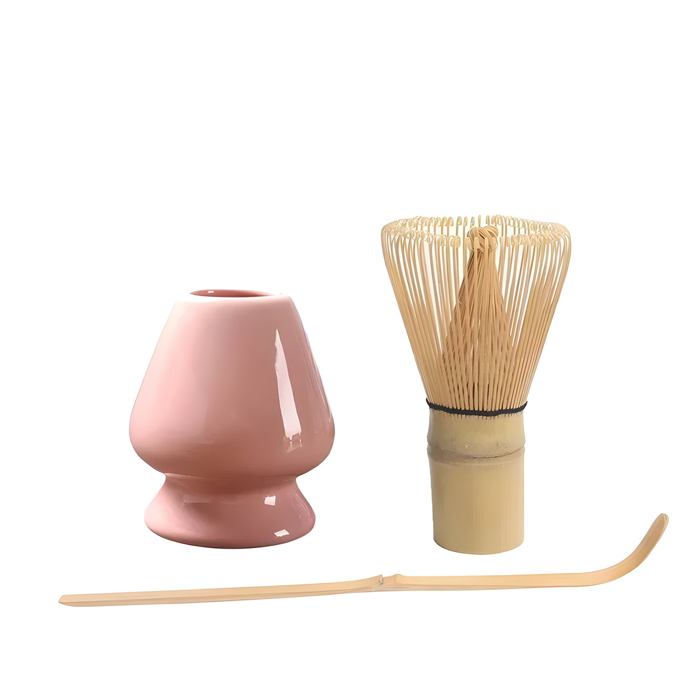 SakuraWhisk Set – Japanisches Keramik-Matcha-Set in glänzendem Rosa