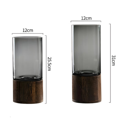 TranquilBloom Vase – Europäische Hydroponik Holz- und Glasvase