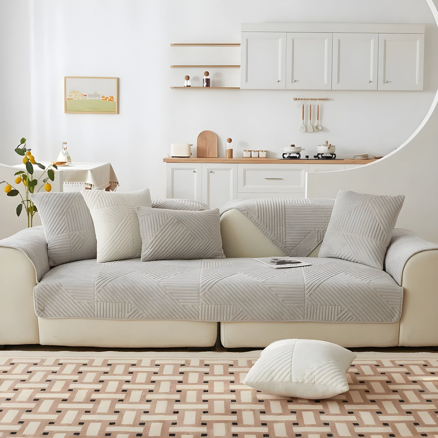 SofaGuard Deluxe – Moderner Rutschfester Samt-Sofa-Schutz für das Wohnzimmer
