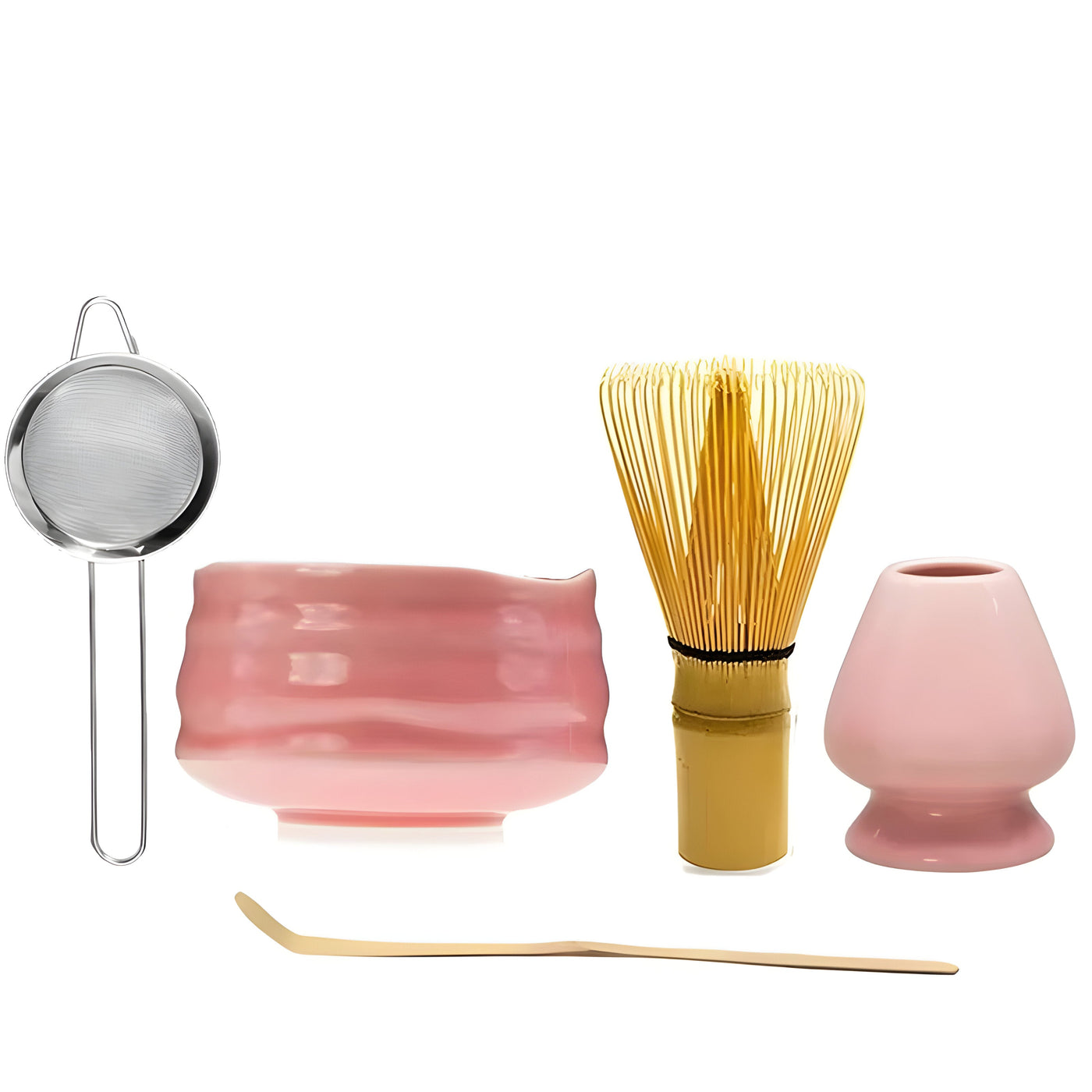 SakuraWhisk Set – Japanisches Keramik-Matcha-Set in glänzendem Rosa