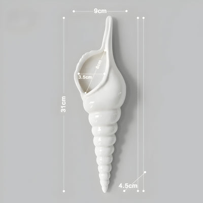 PearlShell Vase - Moderne Weiße Keramik Muschelschale Blumenvase