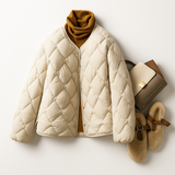 Katharina | Damen Warme Gesteppt Leichte Pufferjacke in Creme