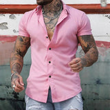 Maksim | Herren Slim Fit Kurzarmhemd in Rosa