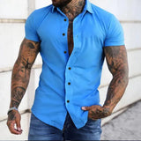 Maksim | Herren Slim Fit Kurzarmhemd in Blau