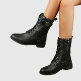 Mala | Damen Orthopädische Stiefel mit Reißverschluss und Schnalle in Schwarz