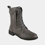 Mala | Damen Orthopädische Stiefel mit Reißverschluss und Schnalle in Grau