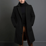 Mantel Herren Lang Slim Fit in Schwarz