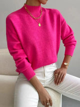 Eva | Damen Frühlings Mock Neck Pullover in Rosa