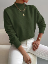 Eva | Damen Frühlings Mock Neck Pullover in Grün