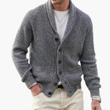 Matteo | Herren Schalkragen Strickjacke mit Knöpfen in Grau