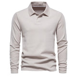 Matthias | Herren Langarm Poloshirt mit Polokragen in Creme