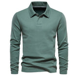 Matthias | Herren Langarm Poloshirt mit Polokragen in Grün